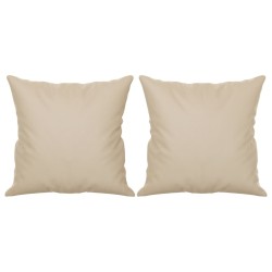 Canapé 2 places avec oreillers crème 120 cm tissu microfibre 