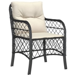 Ensemble de bistro 3 pcs avec coussins noir résine tressée 