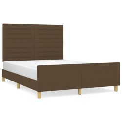 Cadre de lit sans matelas marron foncé 140x190 cm tissu 