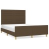 Cadre de lit sans matelas marron foncé 140x190 cm tissu 