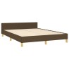 Cadre de lit sans matelas marron foncé 140x190 cm tissu 