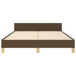 Cadre de lit sans matelas marron foncé 140x190 cm tissu 