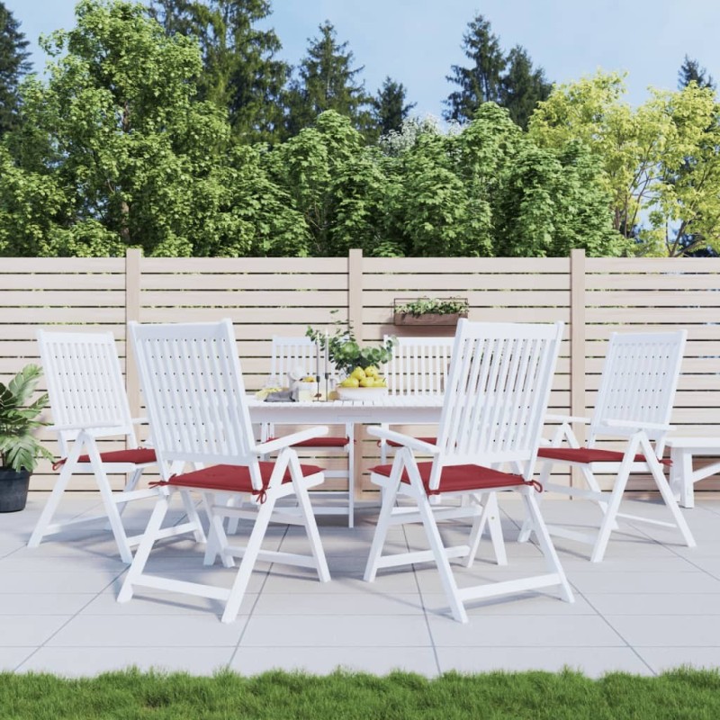 Coussins de chaise de jardin lot de 6 rouge bordeaux 50x50x3 cm 