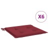 Coussins de chaise de jardin lot de 6 rouge bordeaux 50x50x3 cm 