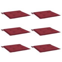 Coussins de chaise de jardin lot de 6 rouge bordeaux 50x50x3 cm 