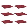Coussins de chaise de jardin lot de 6 rouge bordeaux 50x50x3 cm 