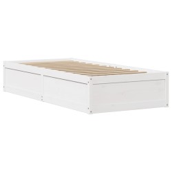 Cadre de lit sans matelas blanc 90x200 cm bois de pin massif 