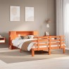Lit bibliothèque sans matelas cire marron 135x190 cm pin massif 