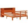 Lit bibliothèque sans matelas cire marron 135x190 cm pin massif 
