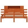 Lit bibliothèque sans matelas cire marron 135x190 cm pin massif 