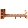 Lit bibliothèque sans matelas cire marron 135x190 cm pin massif 
