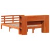 Lit bibliothèque sans matelas cire marron 135x190 cm pin massif 