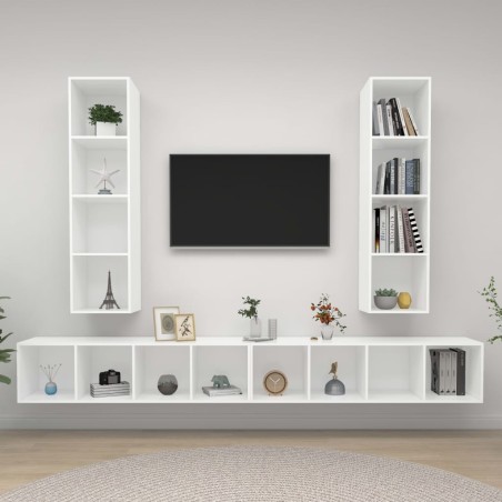 Meubles TV muraux 4 pcs Blanc Bois d'ingénierie 