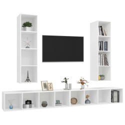 Meubles TV muraux 4 pcs Blanc Bois d'ingénierie 