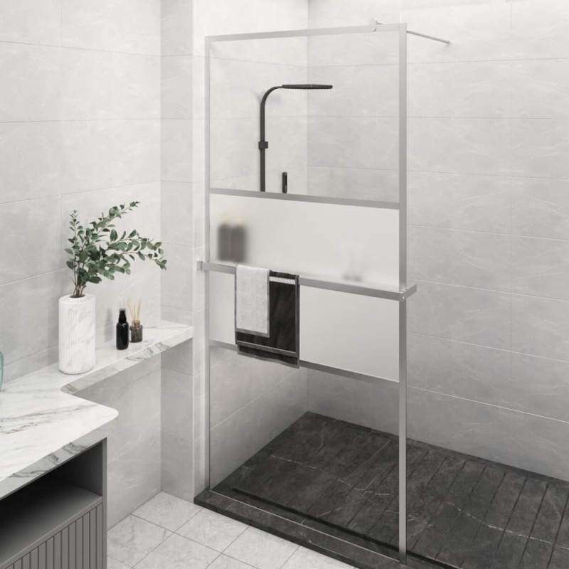 Paroi de douche et étagère Chrome 80x195 cm Verre ESG&Aluminium 