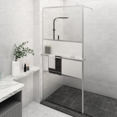 Paroi de douche et étagère Chrome 80x195 cm Verre ESG&Aluminium 