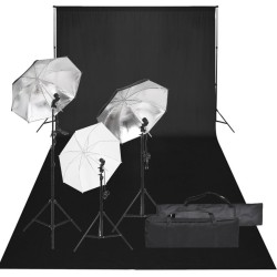 Kit de studio photo avec éclairage et toile de fond 