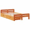 Cadre de lit sans matelas cire marron 135x190cm bois pin massif 