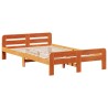 Cadre de lit sans matelas cire marron 135x190cm bois pin massif 