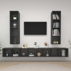 Meubles TV muraux 4 pcs Gris Bois d'ingénierie 