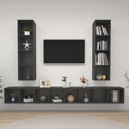 Meubles TV muraux 4 pcs Gris Bois d'ingénierie 