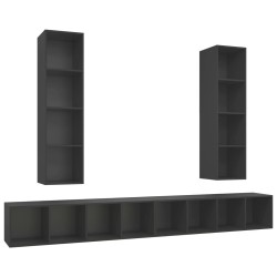 Meubles TV muraux 4 pcs Gris Bois d'ingénierie 