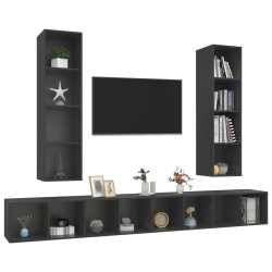 Meubles TV muraux 4 pcs Gris Bois d'ingénierie 