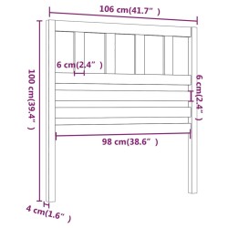 Tête de lit Gris 106x4x100 cm Bois massif de pin 