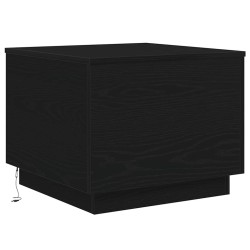 Table basse avec lumières LED chêne noir 50x50x40 cm 