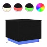 Table basse avec lumières LED chêne noir 50x50x40 cm 