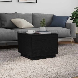 Table basse avec lumières LED chêne noir 50x50x40 cm 