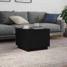 Table basse avec lumières LED chêne noir 50x50x40 cm 