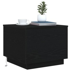 Table basse avec lumières LED chêne noir 50x50x40 cm 