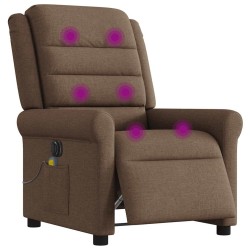 Fauteuil inclinable de massage électrique marron tissu 