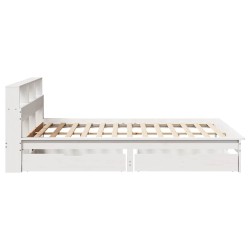 Lit bibliothèque sans matelas blanc 120x190 cm bois pin massif 