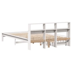 Lit bibliothèque sans matelas blanc 120x190 cm bois pin massif 