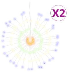 Étoile rayonnante de Noël 140 LED 2 pcs multicolore 17 cm 