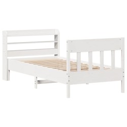Cadre de lit sans matelas blanc 90x200 cm bois de pin massif 