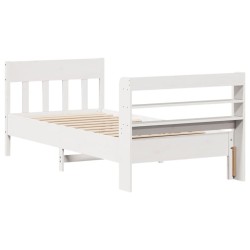 Cadre de lit sans matelas blanc 90x200 cm bois de pin massif 