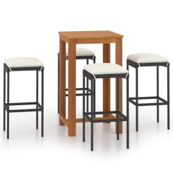 Ensemble de bar de jardin avec coussins 5 pcs Noir 
