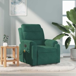 Fauteuil de massage inclinable vert foncé velours 