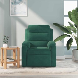 Fauteuil de massage inclinable vert foncé velours 