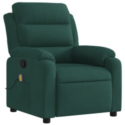 Fauteuil de massage inclinable vert foncé velours 