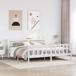 Cadre de lit sans matelas blanc 200x200 cm bois massif de pin 
