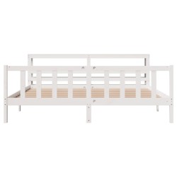 Cadre de lit sans matelas blanc 200x200 cm bois massif de pin 