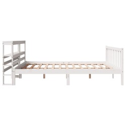Cadre de lit sans matelas blanc 200x200 cm bois massif de pin 