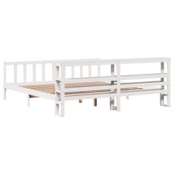Cadre de lit sans matelas blanc 200x200 cm bois massif de pin 