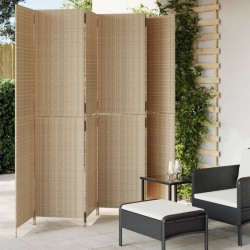 Cloison de séparation 6 panneaux beige résine tressée 