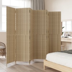 Cloison de séparation 6 panneaux beige résine tressée 