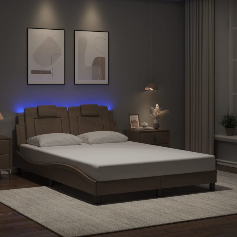 Cadre de lit avec LED sans matelas cappuccino 140x200 cm 